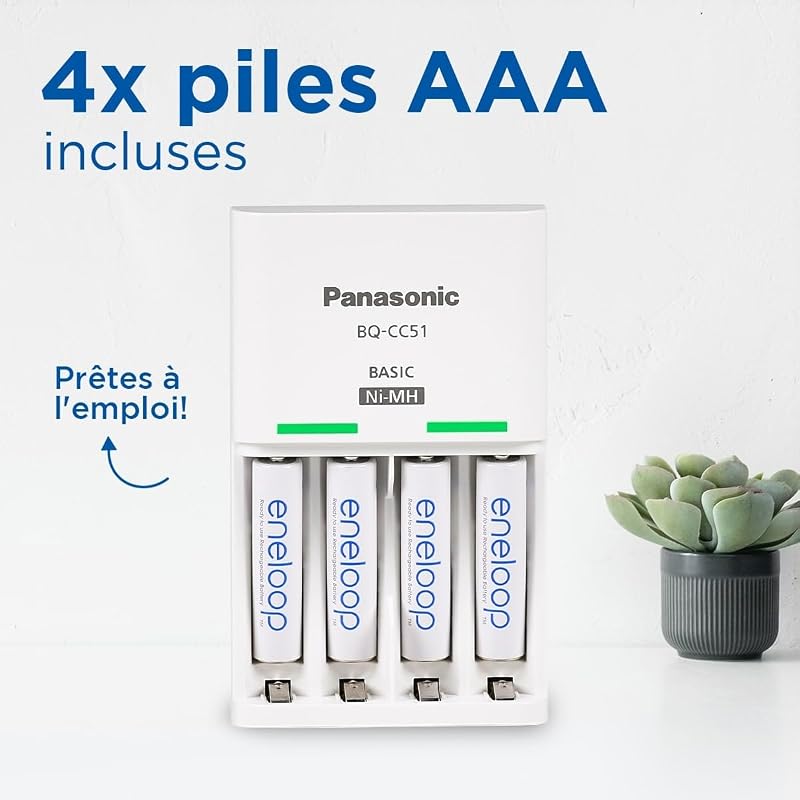 Chargeur eneloop Basic pour 2 ou 4 Piles Ni-MH AA/AAA. Nouvelles Fonctions