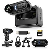 DayDateUp 4K Mini Body Camera 128GB, Thumb Size Action Body Cam, Wearable Sports Cameras,Hands-Free POV Recording, Helmet Mount, Magnetic Sport DV for Bike Cycling,for Vlogging Pet Walk Swim