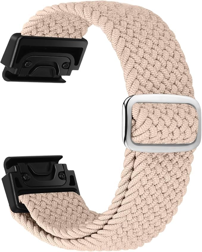 FAKBKE Braided Strap Compatible with Garmin Fenix 8 47mm/Garmin Fenix 7/7 Pro/Fenix 6/6 Pro/Fenix 5/5 Plus/EPIX 2, 22mm QuickFit Loop Wristband Soft Elastic Nylon Bracelet for Epix Pro 47mm