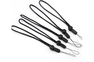 YOUOWO 5 Pack Nylon Lanyards Adjustable length,For USB Flash Drive Cell Phone Key ipod Mp3 Mp4 ID Card Badge and Other Small Electronic Devices (Black)