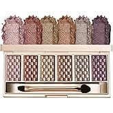 BDMYTKX 6 Color Shimmer Eyeshadow Palette with Mirror & Brush, Neutral Metallic Glitter Eye Shadow, High Pigmented Long Lasting Pressed Powder for Daily Makeup & Travel,Paleta de Sombras
