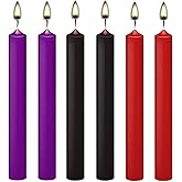 DMZK 6PCS Low Temperature Romantic Candles, Long Thin Candles in Red, Black & Purple for Couples & Lovers, Home Decoration