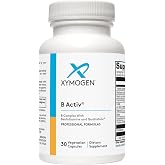 XYMOGEN Vitamin B Complex, B-Activ Activated B Vitamins, 30 Capsules | For Adrenal, Immune, and Nervous System Support,* Gluten-Free and Vegetarian, with Benfotiamine and Quatrefolic