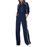 SENSERISE Womens Jumpsuits Casual Long Sleeve One Piece Jumpsuit Wide Leg Mock Neck Airport Travel Outfits with Pockets