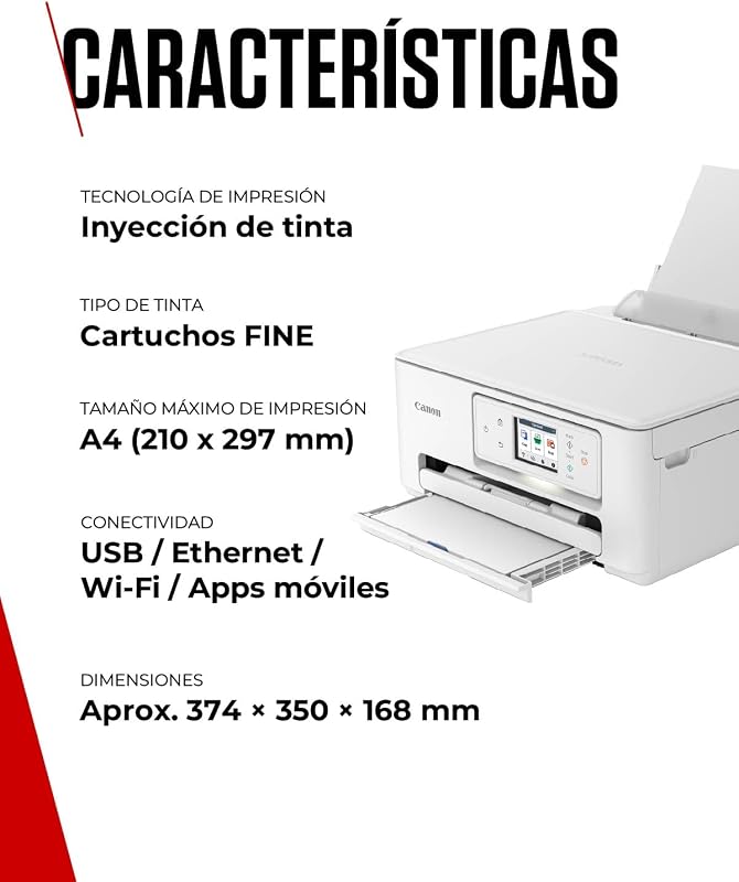 Impressora multifuncional canon pixma ts7650i 3 em 1, sistema jato de tinta, impressão, digitalização e cópia, wifi, planta de impressão pixma, impressão sem bordas, impressão em alta velocidade, branco