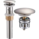 Vessel Sink Drain for Bathroom, Pop-up Drain With Detachable Basket Stopper, Anti-Explosion And Anti-Clogging Drain Strainer, Sink Drain Assembly With Overflow Brushed Nickel, REGALMIX RWF083J