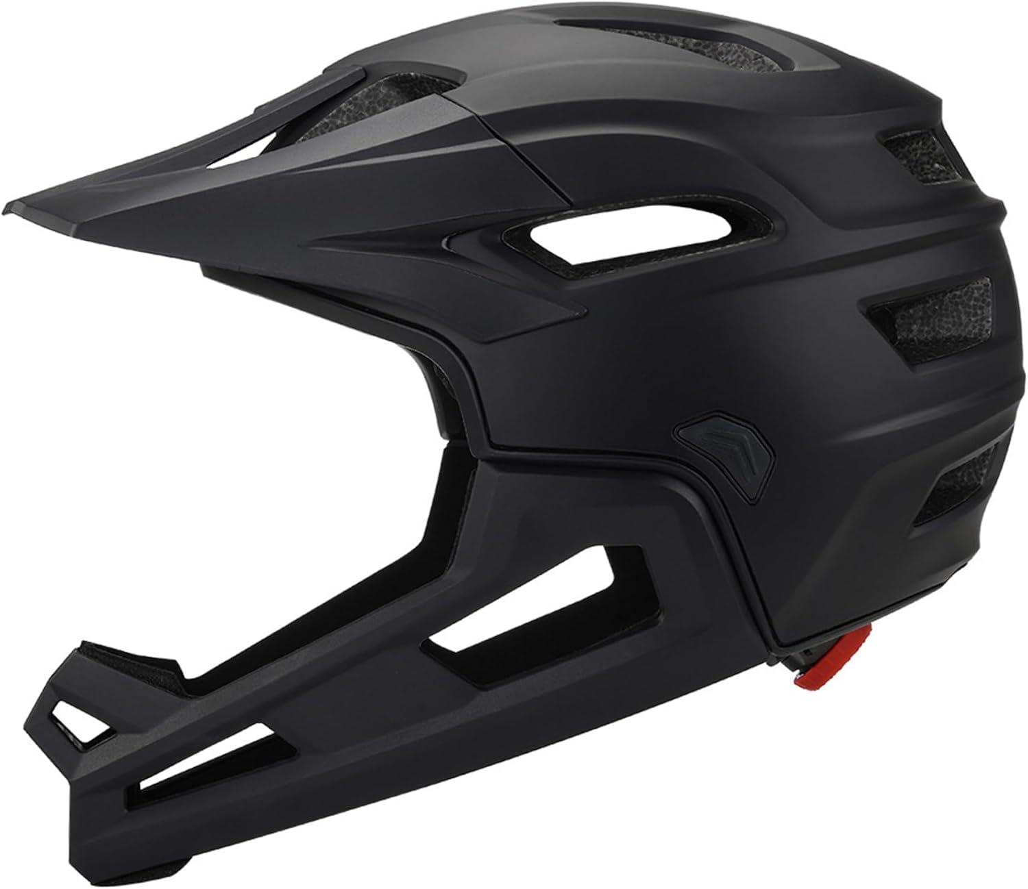 Mountain Bike Helmet Adult Shock-Proof Full Face with Detachable Chin Holder Visor Black