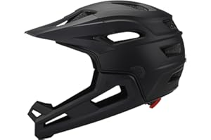 Mountain Bike Helmet Adult Shock-Proof Full Face with Detachable Chin Holder Visor Black