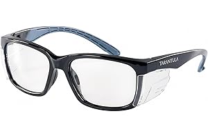 Tarantula Z87 Safety Glasses for Men and Women, Soft TPR Temples, Anti-Fog Clear Lenses, Blue Light Blocking, Removable Side 