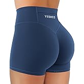 YEOREO Hidden Scrunch Workout Shorts with Pocket 3.5'' Inseam High Waist Gym Yoga Shorts