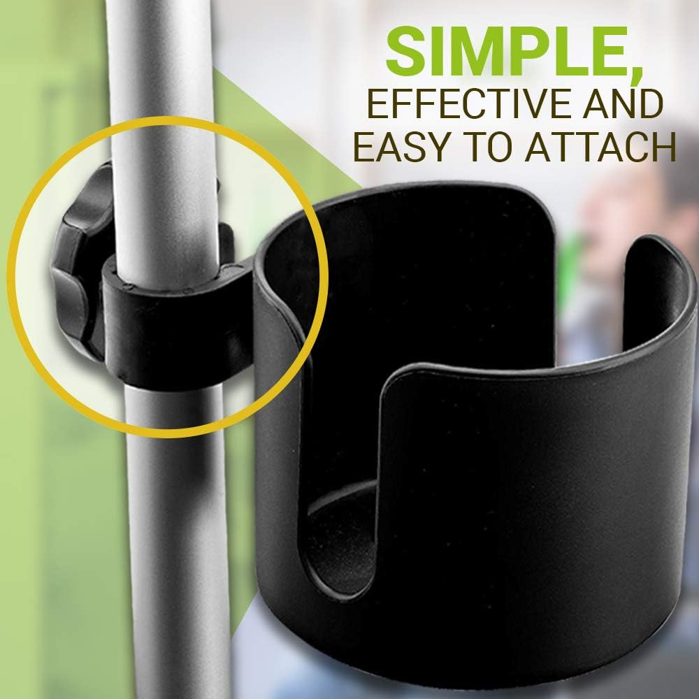 BodyHealt Adjustable Cup Holder - Black - for Any Kind of Strollers, Walkers, Wheelchairs, Rollator & Knee Scooters Universal Drinking Cup Holder, Bottle Holder, No Screws Required: Health & Personal Care
