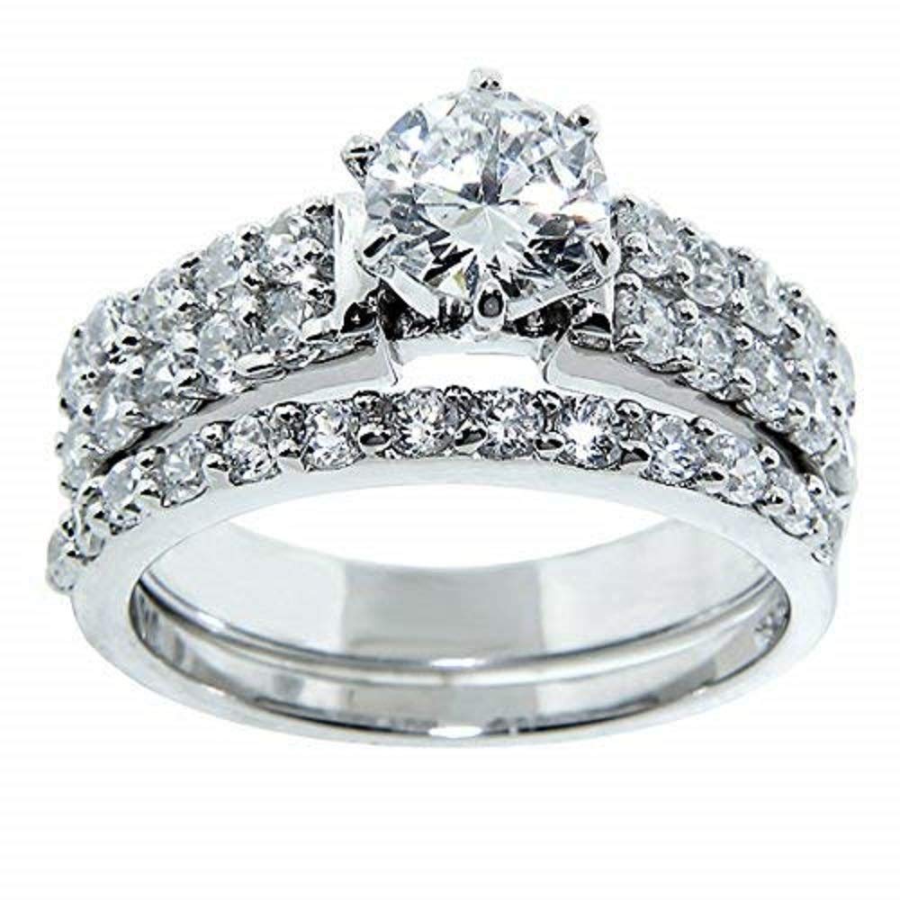Nuni Jewelry Sterling Silver 925 Wedding Engagement Set Round Cut 31 Cz Stones 2.5 Ct Total 8 Nuni Jewelry Sterling Silver 925 Wedding Engagement Set Round Cut 31 Cz Stones 2.5 Ct Total 8