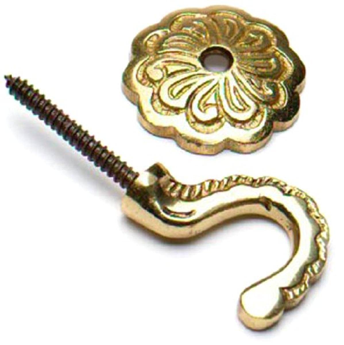 Merriway® BH01609 (2 Pcs) Rosette Curtain Drapery Hold Back Tie Back Hooks with Back Plate, 35mm (1.3/8 inch) Solid Brass - Pack of 2 Pieces