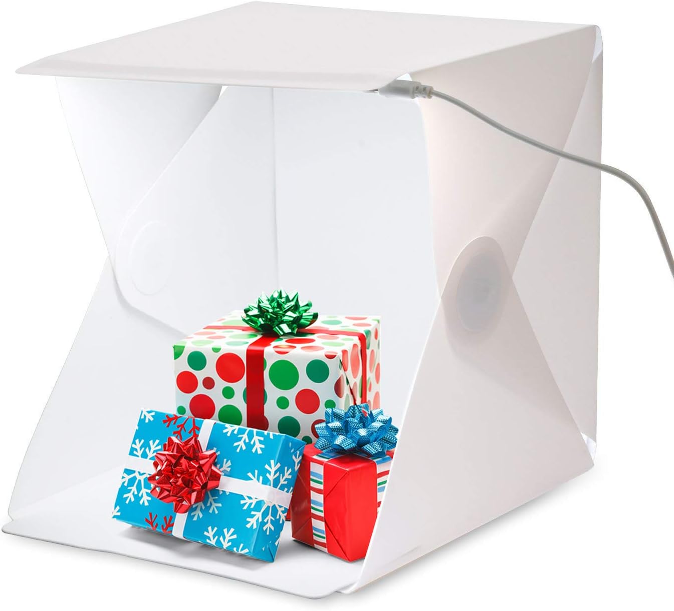 Amzdeal 24*24cm Mini Portable Photo Studio - Mini Photo Box Light Tent Foldable Photography Studio Kit with LED Light + 2 Backgrounds（White& Black )