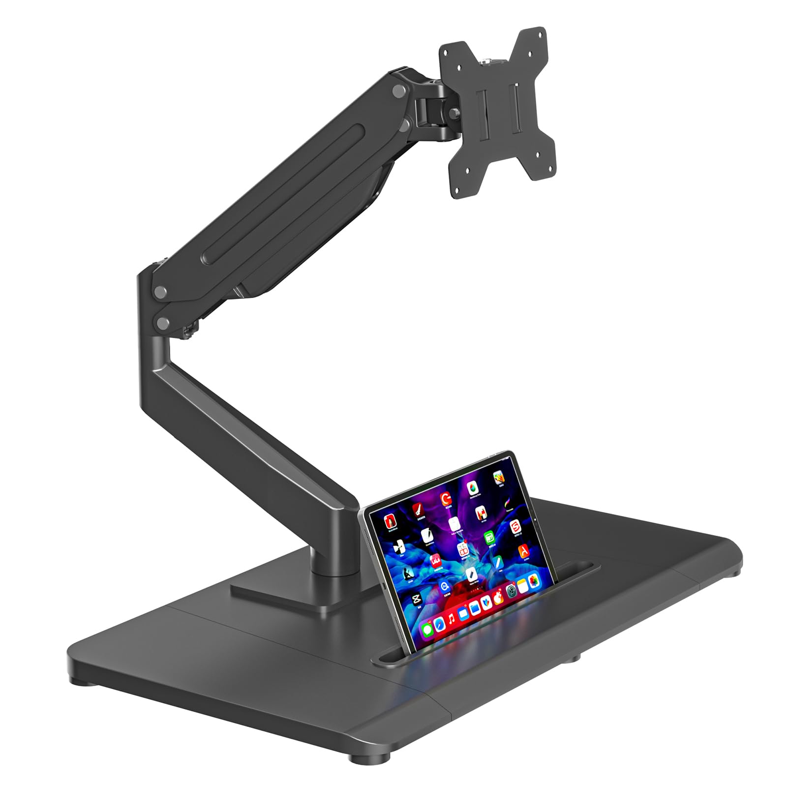 Photo 1 of suptek Single Monitor Mount Gas Spring Arm Mount with Base,Free Standing Pneumatic Height Adjustable Monitor Desk Stand for 17 to 32 inch,Holds up to 22 lbs,Black(ML8C)