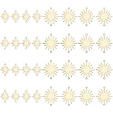 WADORN 70pcs 7 Sizes Sun Charm Connectors, Vintage Brass Sun Pendant Charms for Jewelry Making 2-Hole Golden Pendants Links for DIY Bracelet Necklace Earring Handmade Craft Making, 13~27 x 13.5~22.5mm