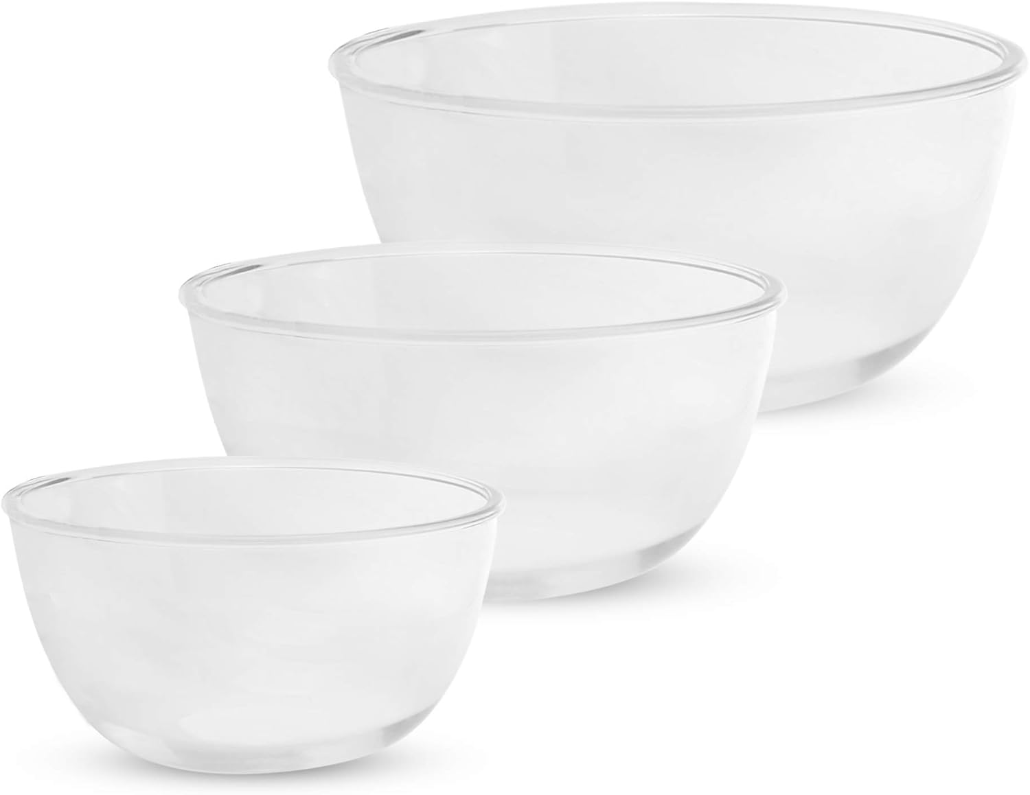 Glass Mixing Bowls - Set of 3 | Thick Glass Cooking & Baking Bowls | Oven Bowl | Dishwasher, Microwave & Oven Safe | Dessert Bowls | M&W