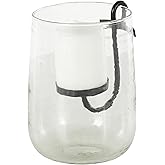 Deco 79 Glass Decorative Candle Holder Candle Stand with Black Metal Accents, Candlestick Holder 6" x 6" x 9", Clear