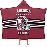 Custom Hooded Blankets, Personalized Blanket with Any Name and Number, Customized Football Style Wearable Flannel Blankets