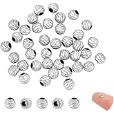 PH PandaHall 40Pcs 925 Sterling Silver Spacer Beads 2.5mm Small Round Beads Bevel Texture Silver Jewelry Spacer Loose Bead for Jewelry Making Bracelet Necklace Earring Crafts