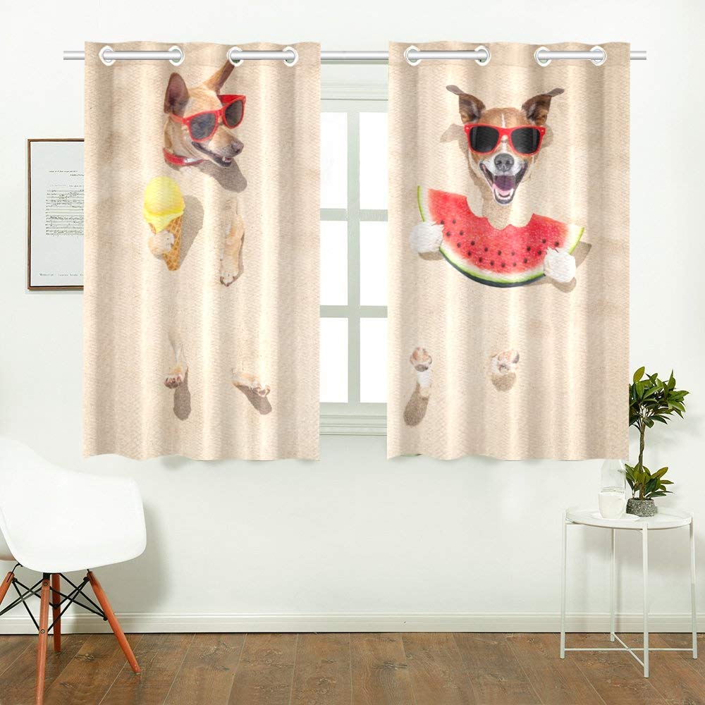 Bad Jochuan Lustige Paar Hunde Begraben Sand Strand Kuche Vorhange Fenster Vorhang Ebenen Fur Cafe Wohnzimmer Schlafzimmer 26x39 Zoll 2stuck Wascherei Exclusivefitness Gr