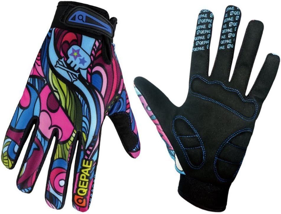 QEPAE Breathable Cycling Gloves Anti-Slip Full Finger Gel Gloves for Bicycle Riding Skiing