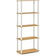 Furinno Turn-N-Tube 5-Tier Multipurpose Shelf / Display Rack / Storage Shelf / Bookshelf, Square Tubes, Beech/White