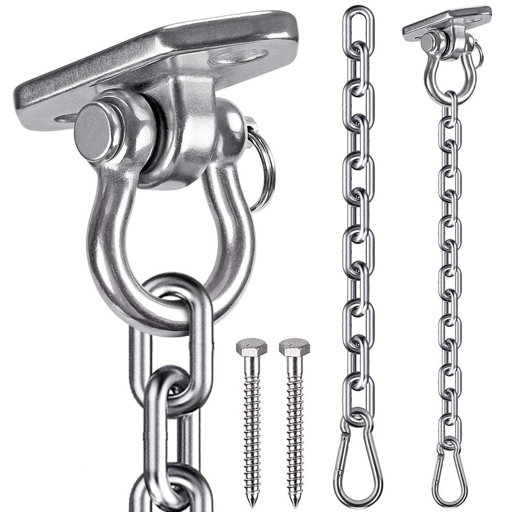 WAREMAID Hammock Chair Hanging Kit, Heavy Duty Swing Hanger Hook with Chain, Playground Hanging Chair, Yoga, Tree, Gym, Rope, Heavy Bag, Punching Bag Hardware, 450kg