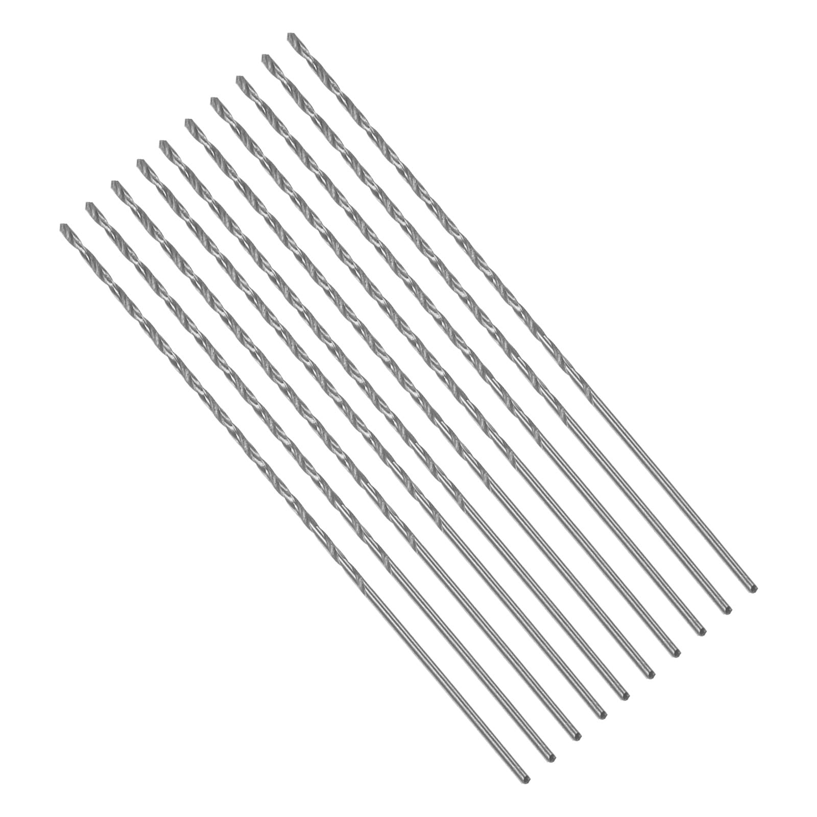 CoCud Long Twist Drill Bits, 1.2mm Cutting Diameter 0.05" Shank 1.77" Blade Length, High-Speed Steel Jobber Bit Set (Applications: for Metal Wood Plastic), 10-Pieces