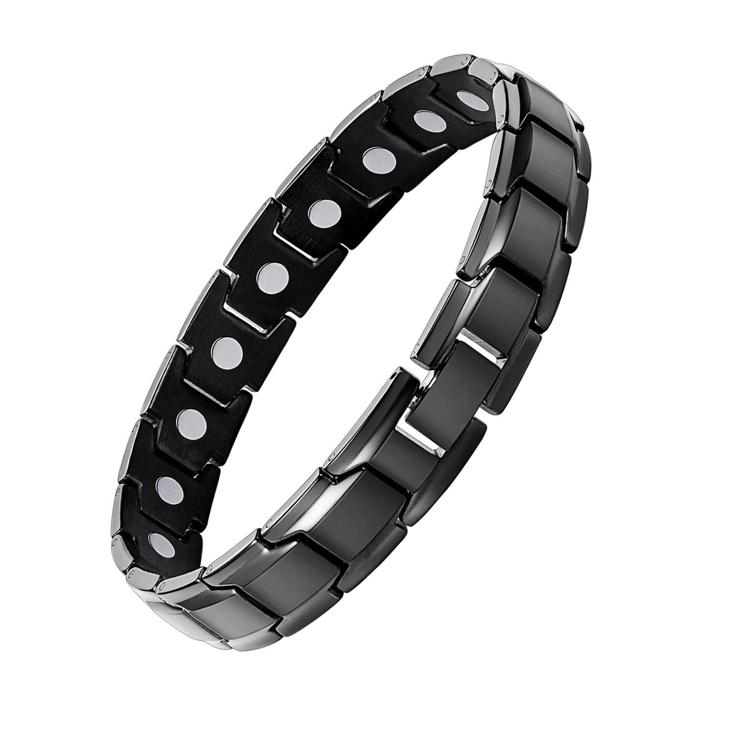 Jeracol Titanium Steel Magnetic Bracelets for Men,Magnetic Wristband with Ultra Strength Magnets, Adjustable Length with Links Removal Tool & Gift Box