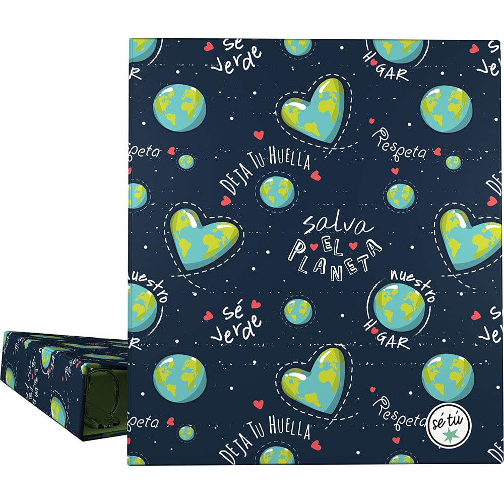 Grafoplás 88172622 A4 Ring Binder, 4 Mixed Rings, 40 mm, Ollao in Lomo, Be You Collection, Planet