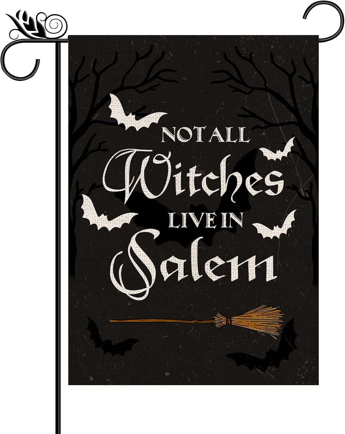 Flags - Halloween Garden Flag Not All Witches Live In Salem Broom Halloween Theme Vertical Double Sided Flag Holiday Farmhouse Patio Yard Outdoor Party Decor (Size-12.5