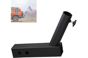 Universal Trailer Hitch Flag Pole Holder - Angled Flagpole Mount, Compatible for All 2" Hitch Receiver, Black