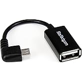 StarTech.com 5in Right Angle Micro USB to USB OTG Host Adapter M/F - Angled Micro USB Male to USB A Female On-The-Go Host Cab