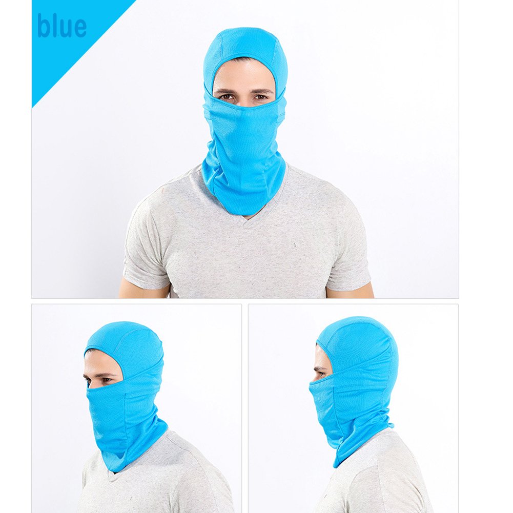 Cagoule Moto, Balaclava Face Cou Masque Moto, Cagoule Vélo Anti Froid Coupe-Vent Respirant Eté Poussière légère Homme Femme Unisex (Bleu)