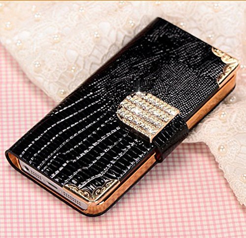 iPhone 6S Plus Case, iPhone 6 Plus Case, [Wild Series] Premium PU Leather Wallet Case for Apple iPhone 6S 5.5 inch (Black, Luxurious Look, Built-in Credit Card/ID Card Slot)