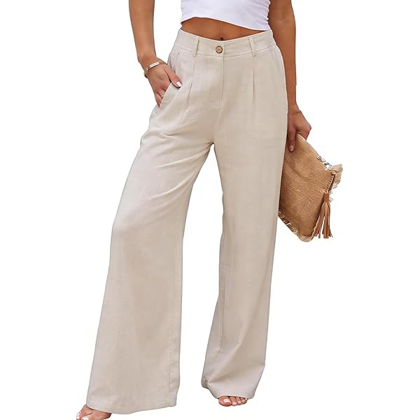 knee length dresses for ladies Linen Side Seamed Trousers main image 0