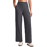 G4Free Yoga Dress Pants with Pockets for Women Wide Leg High Wasit Ankle Stretchy Comfy Work Pants Casual Loose Palazzos for Fall Travel(Dark Grey,S,25.5")