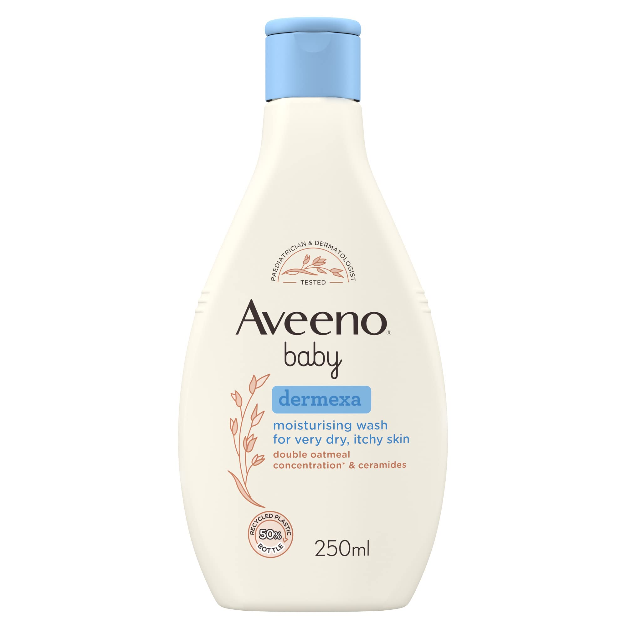 Aveeno Baby Dermexa Moisturising Wash (1x 250ml), Soothing Unscented and Soap-Free Baby Body Wash Developed to Gently Cleanse Delicate Skin, for Babies with Very Dry, Itchy Skin and Prone to Eczema