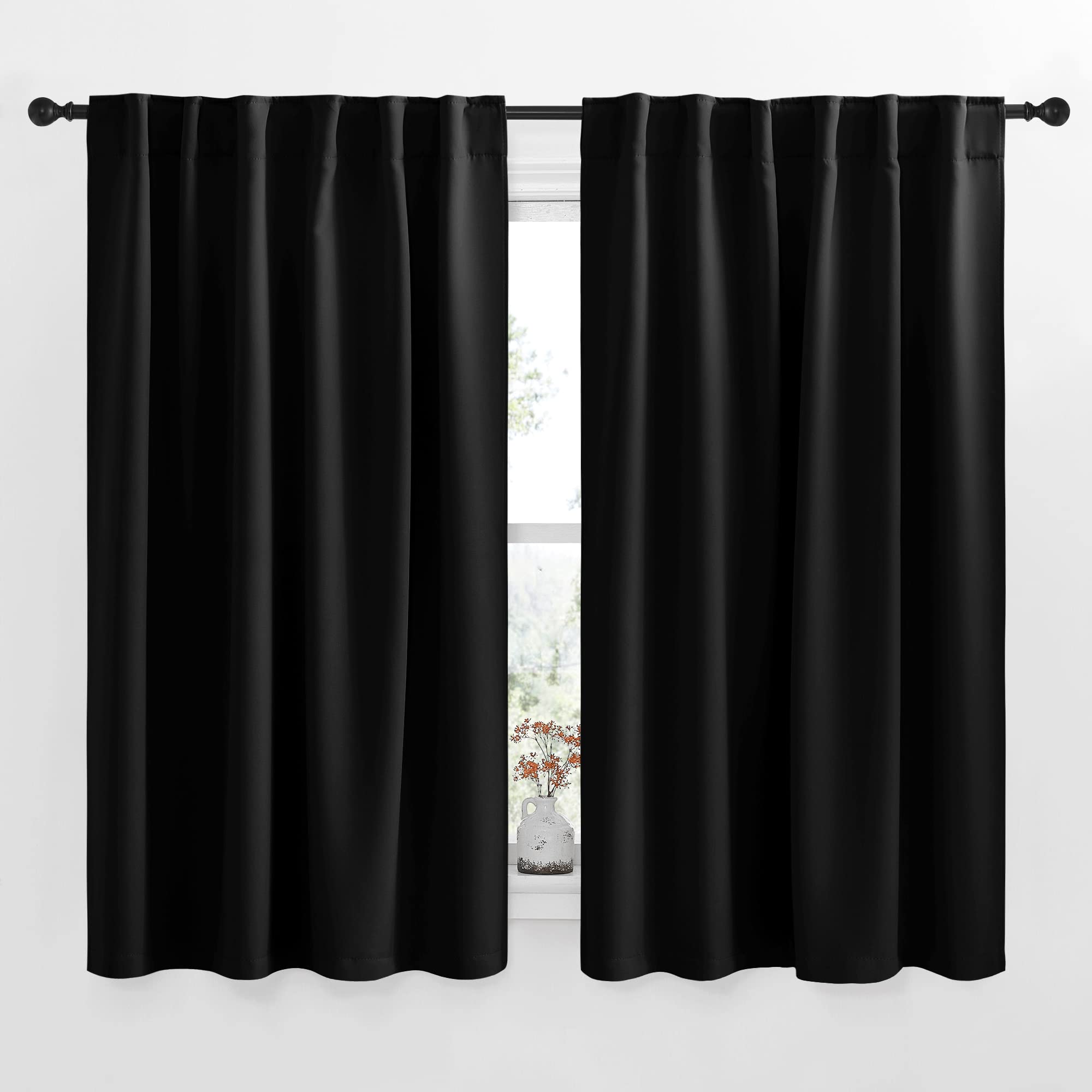 Photo 1 of NICETOWN Halloween Blackout Curtain Blinds Window Panels - (Black Color) W52 x L63, Double Panels, Thermal Insulated Blackout Draperies for Living Room
