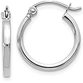 The Black Bow 14k White Gold Square Tube Round Hoop Earrings, 1.5 x 15mm (9/16 Inch)