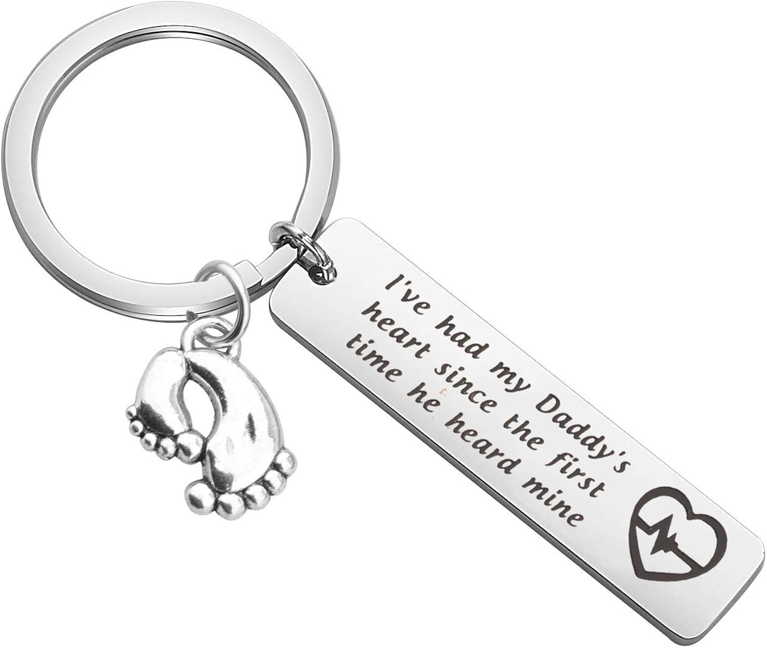 MAOFAED Dad Gift Daddy Gift Daddy Keychain New Dad Gift Gift for Father I’ve Had My Daddy’s Heart Since The First Time He Heard Mine