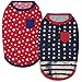 Blueberry Pet Pack of 2 Soft & Comfy Patriotic Spirit USA Stars Stripes American Flag Cotton Blend Dog T Shirts, Back Length 10