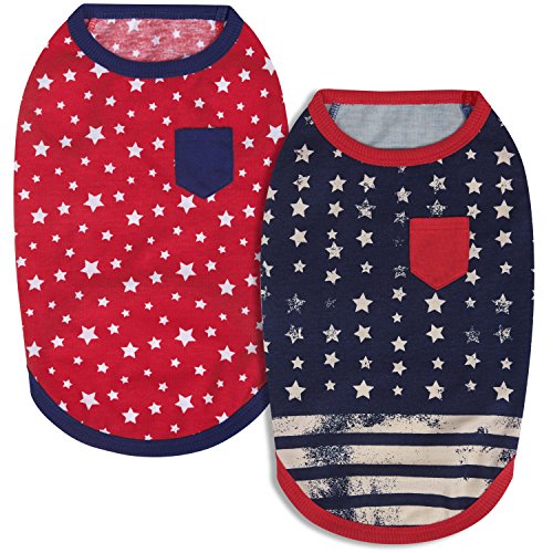 Blueberry Pet Pack of 2 Soft & Comfy Patriotic Spirit USA Stars Stripes