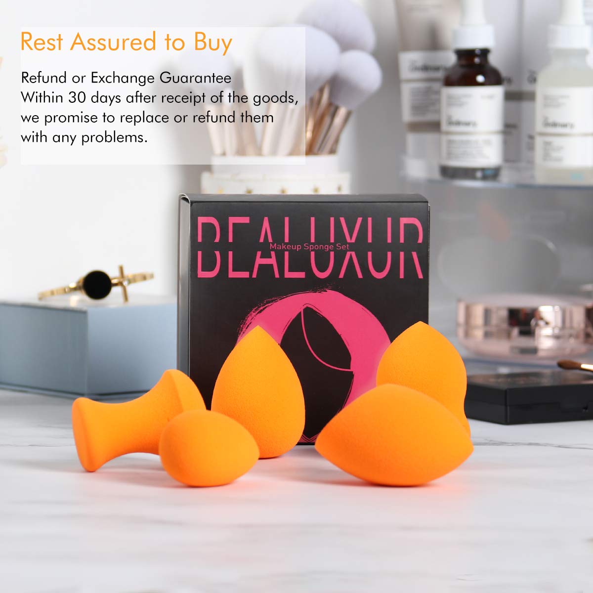 Makeup Sponge,Bealuxur Beauty Blender Sponge Foundation Sponge MakeUp Set With Foam Technology Multi Shape Beauty Sponges (5 Pcs)