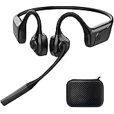 Smof Open-Ear Headphones with Mic, Wireless aptX-LLBluetooth Headphones,Truck Driver Headset with Noise-Canceling Mic and Mute Function for Online Meeting Driving-Not Bone Conduction (Black)