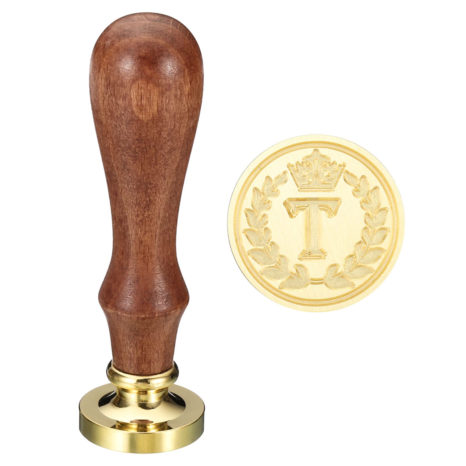 PATIKIL Alphabet T Wax Seal Stamp, Initial Letter Sealing Wax Stamp Classic Retro Removable Brass Head Wooden Handle for Envelope Invitation Cards, Style 4