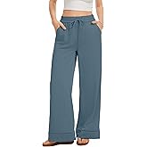 KICZOY Casual Loose Pants Women's Summer Elastic Drawstring Waisted Cropped Trousers