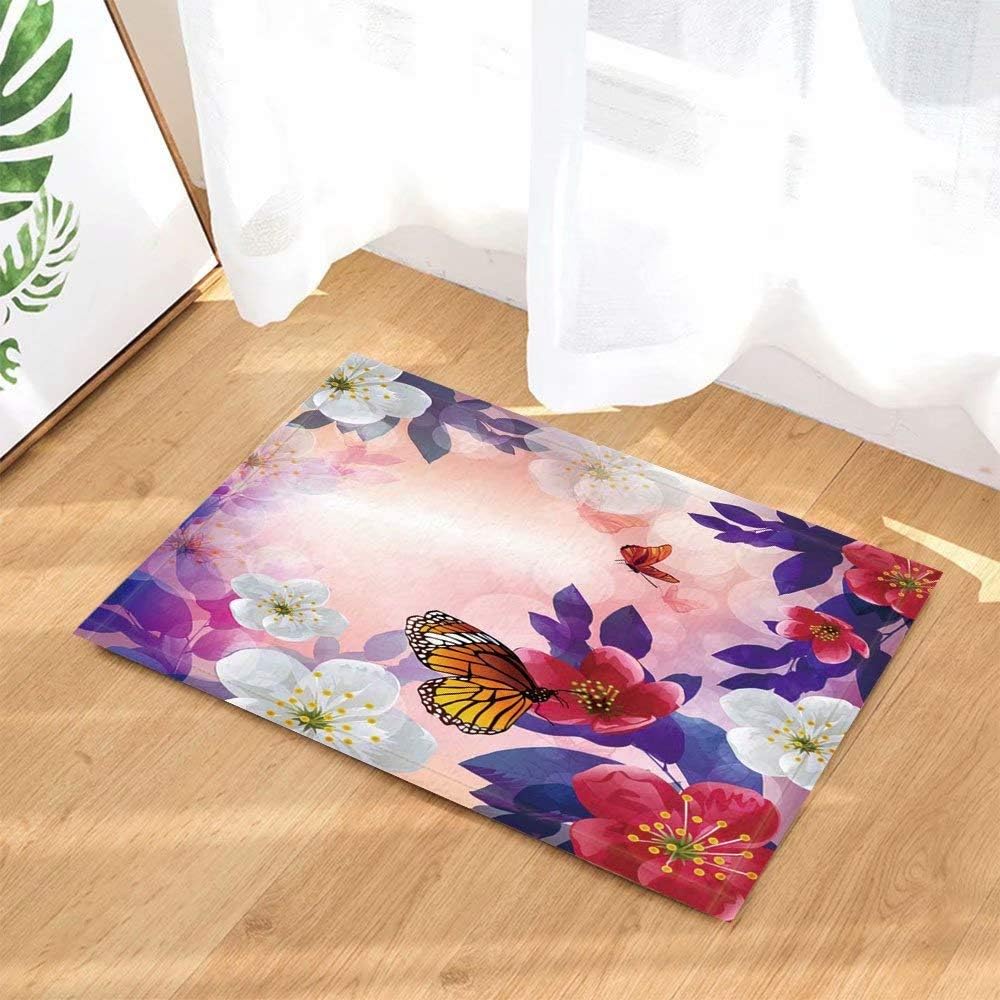 FEIYANG Ästhetizismus Badteppiche Durch Frühling Bunte Schmetterling