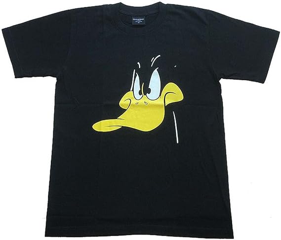 Amazon 並行輸入品 Daffy Duck ダッフィーダック Looney Tunes ルーニー チューンズ プリントｔシャツ ムービー ｔシャツ アニメキャラtシャツ ブラック Sサイズ Mサイズ Lサイズ 男女兼用 Lサイズは短めワンピースとしても人気 Tシャツ カットソー 通販